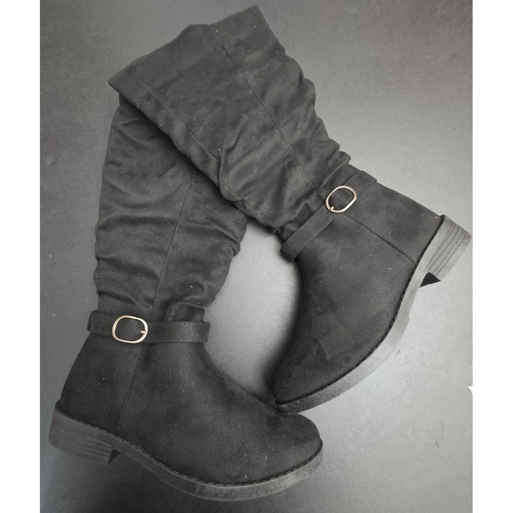 NWT Jellypop Morgania Black Suede Slouchy Knee High Boots Womens 8M New Box